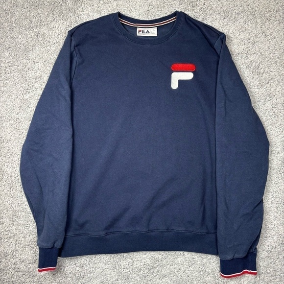 Fila Sweatshirt Mens Large Crewneck Embroidered French Terry Classic Comfy Basic - Picture 1 of 4